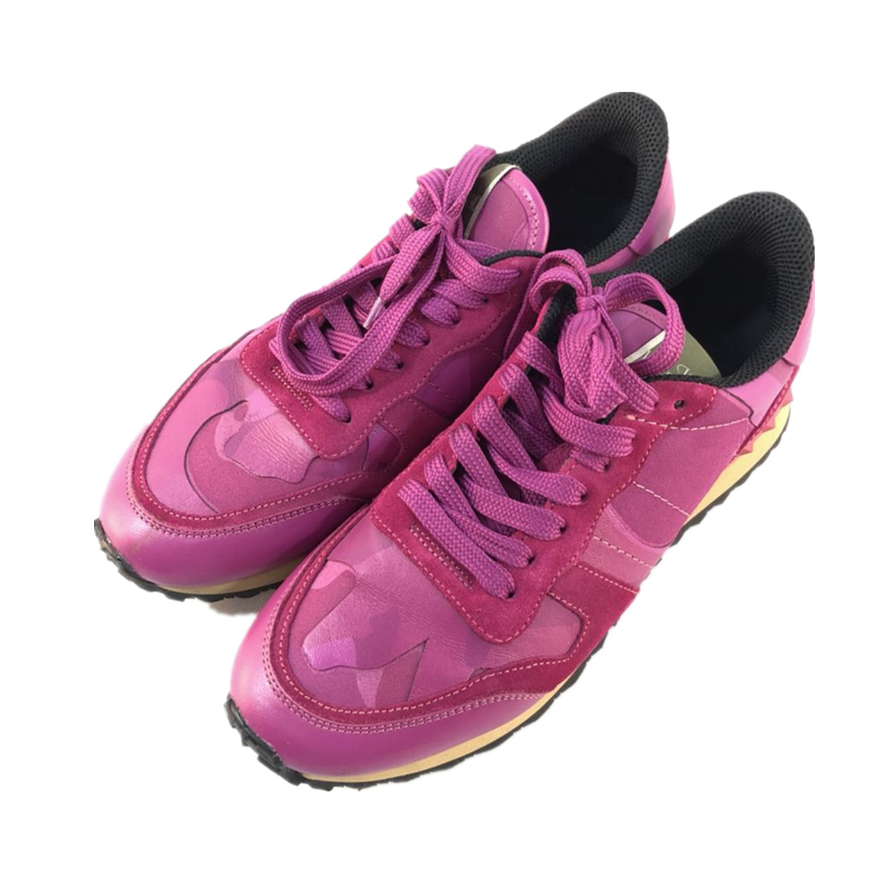 [9.8新]华伦天奴valentino女士粉红色牛皮休闲运动鞋