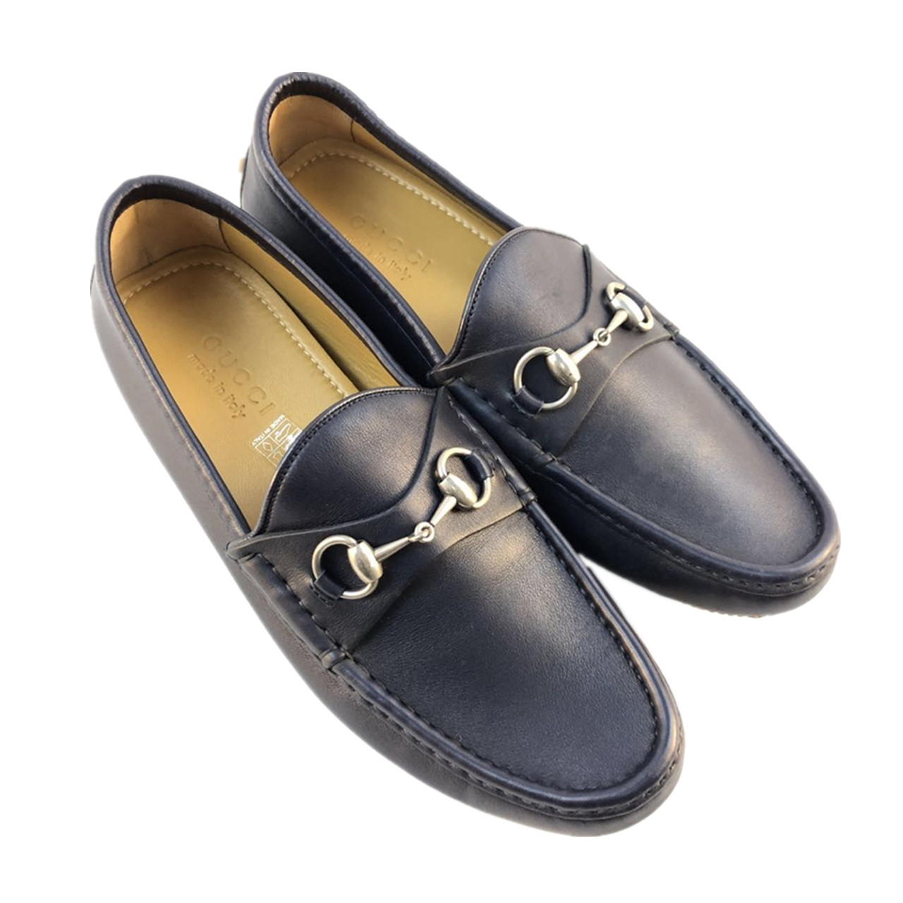 [9.8新]古驰gucci男士蓝色休闲豆豆皮鞋