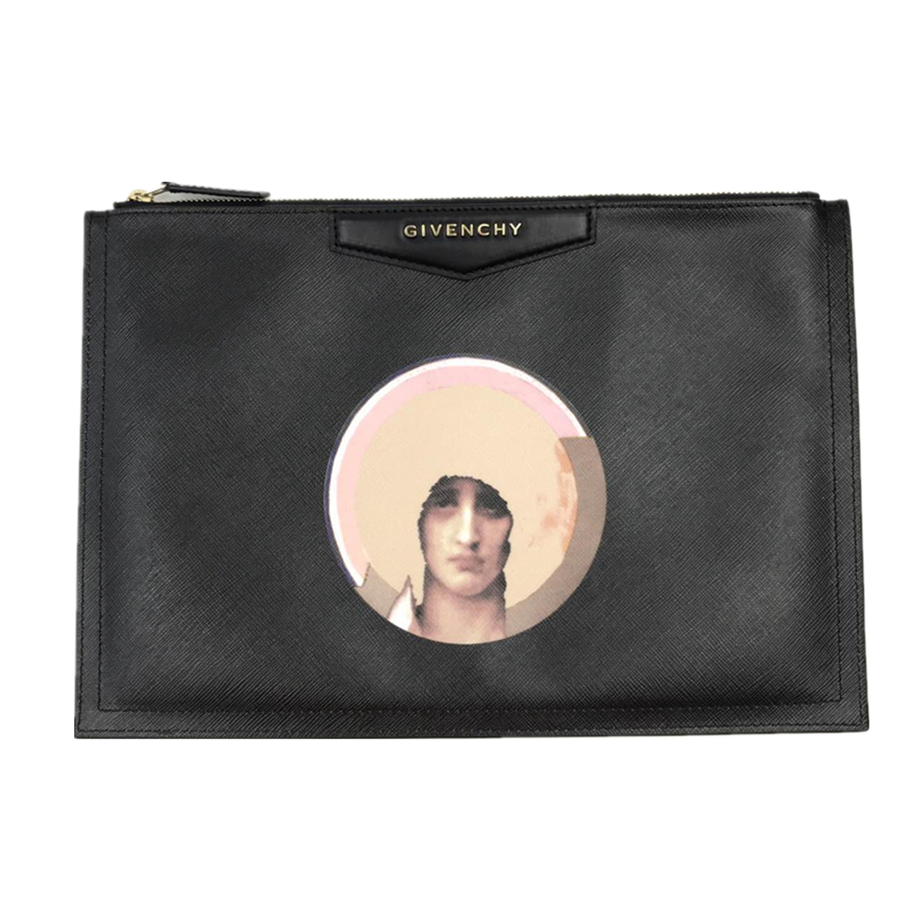 [9.8新]纪梵希givenchy中性黑色经典圣母图案手拿包