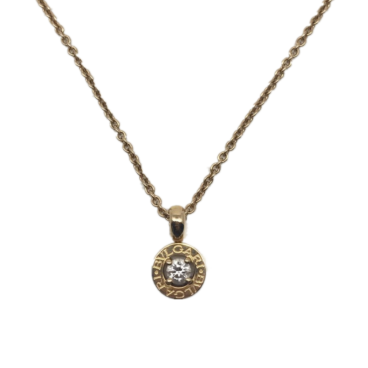 [9.5新]宝格丽bvlgari男女通用18k金镶嵌单颗钻石项链