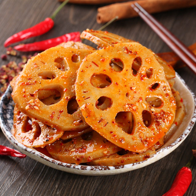 口水娃零食 卤味_口水娃香辣莲藕卤味藕片超辣卤莲藕休闲小吃办公室