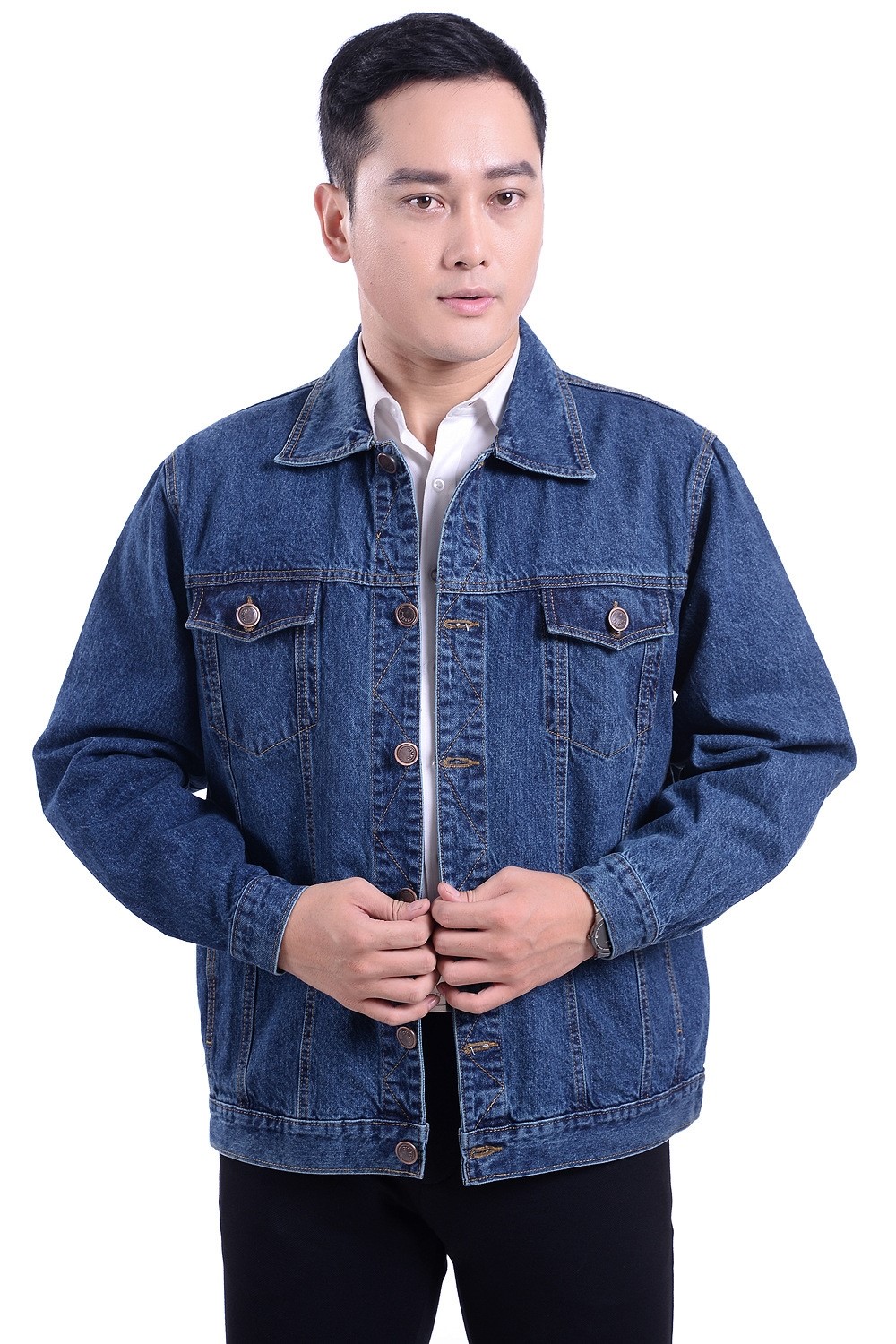 热销外套男子牛仔_中老年人男士单衣薄款夹克衫40-50-60岁男子牛仔褂