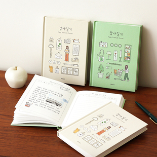 韩国indigo可爱插画万年型记事本6个月日记本手账本1天1页笔记本