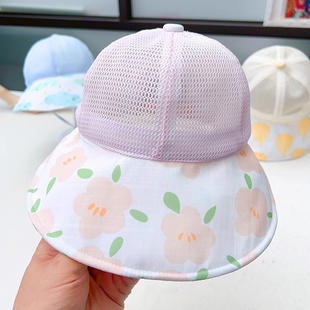宝宝遮阳帽子夏季薄款男女儿童鸭舌帽防晒透气大檐网眼婴儿棒球帽