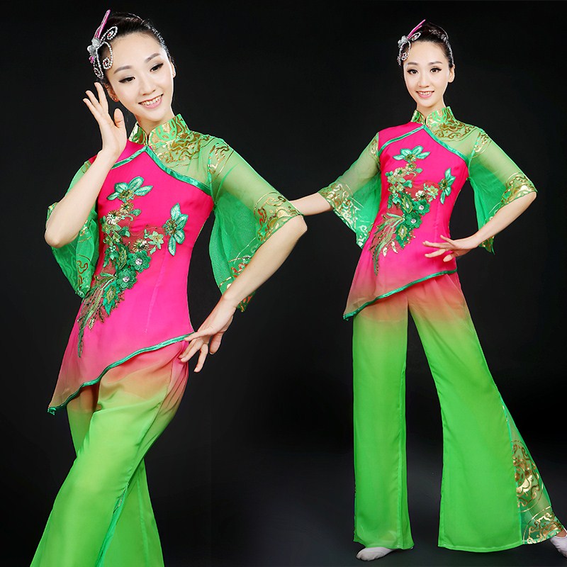 秧歌服女2019新款民族中国风广场舞古典扇子舞蹈演出服装成人套装在类目 女装/女士精品, 唐装/民族服装/舞台服装, 民族服装/舞台装中 - 来自Buy2taobao.com提供专业的淘宝代购服务