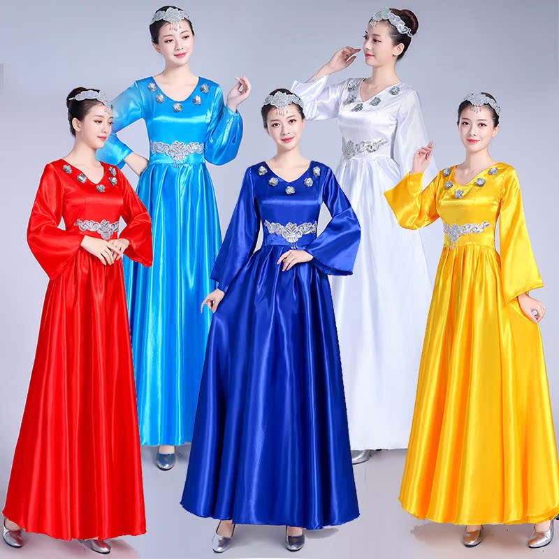 2018新款成人大气中老年舞蹈服装合唱服长裙女开场舞大摆裙演出服|ruв категории Женская одежда, костюм/национальная одежда/театр костюм, национальная одежда/этап погрузки - от Buy2taobao.com для оказания профессиональной услуги покупки агента Taobao