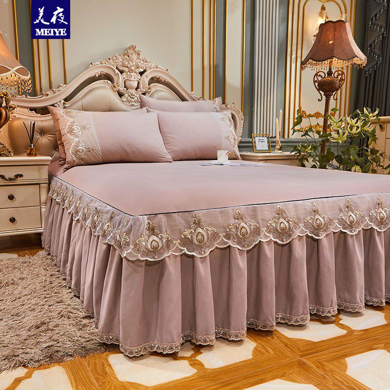 蕾丝床裙单件裙式床罩防滑欧式床围裙罩床笠床套床裙三件套床裙罩