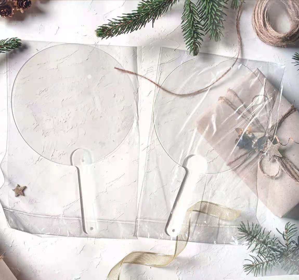 空白手帐透扇拼贴扇子应援透明扇diy手工制作手账胶带创意工具圆