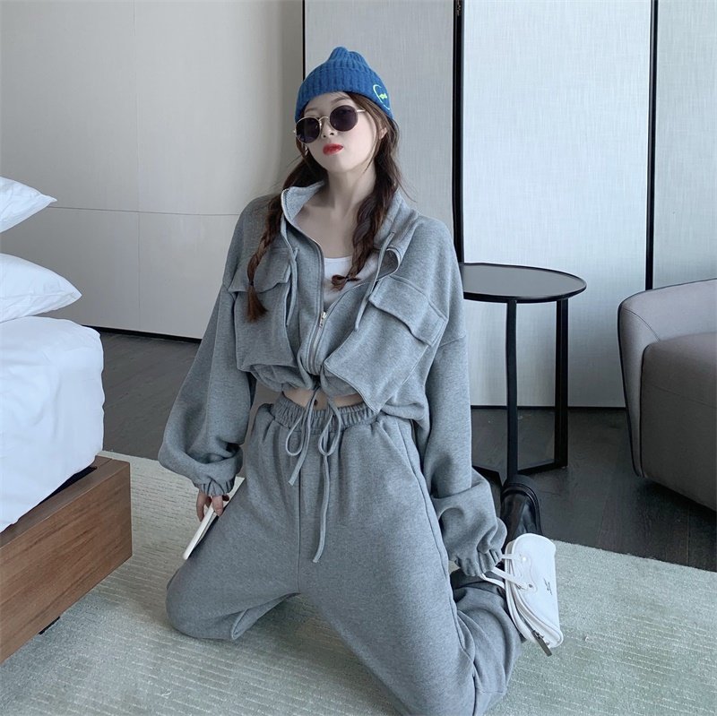 酷女孩穿搭套装女装春秋季潮流棒球夹克上衣工装裤机能风蹦迪帅气