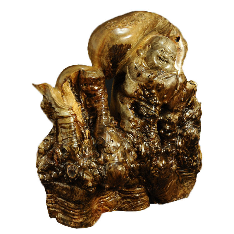 【双十二】缅甸三大国宝之一黄金樟满榴花 布袋弥勒摆件 买就送