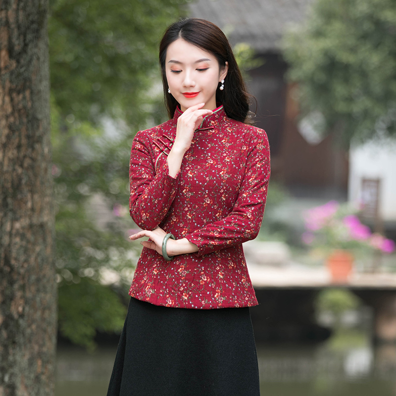 唐装女冬装加厚年轻款短款加厚唐装女式复古小棉袄中国风女装冬装