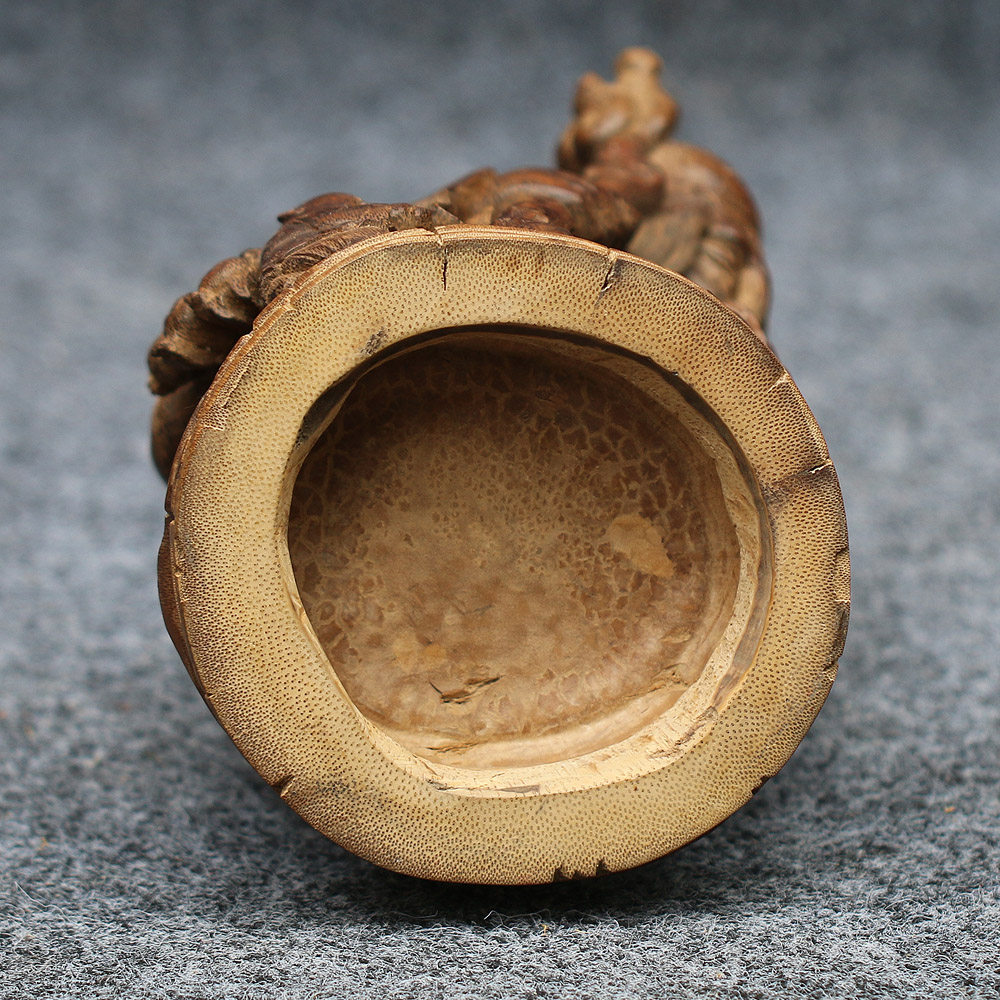 竹刻非遗传承人吴宝森精品陈年老竹根《寿者》摆件