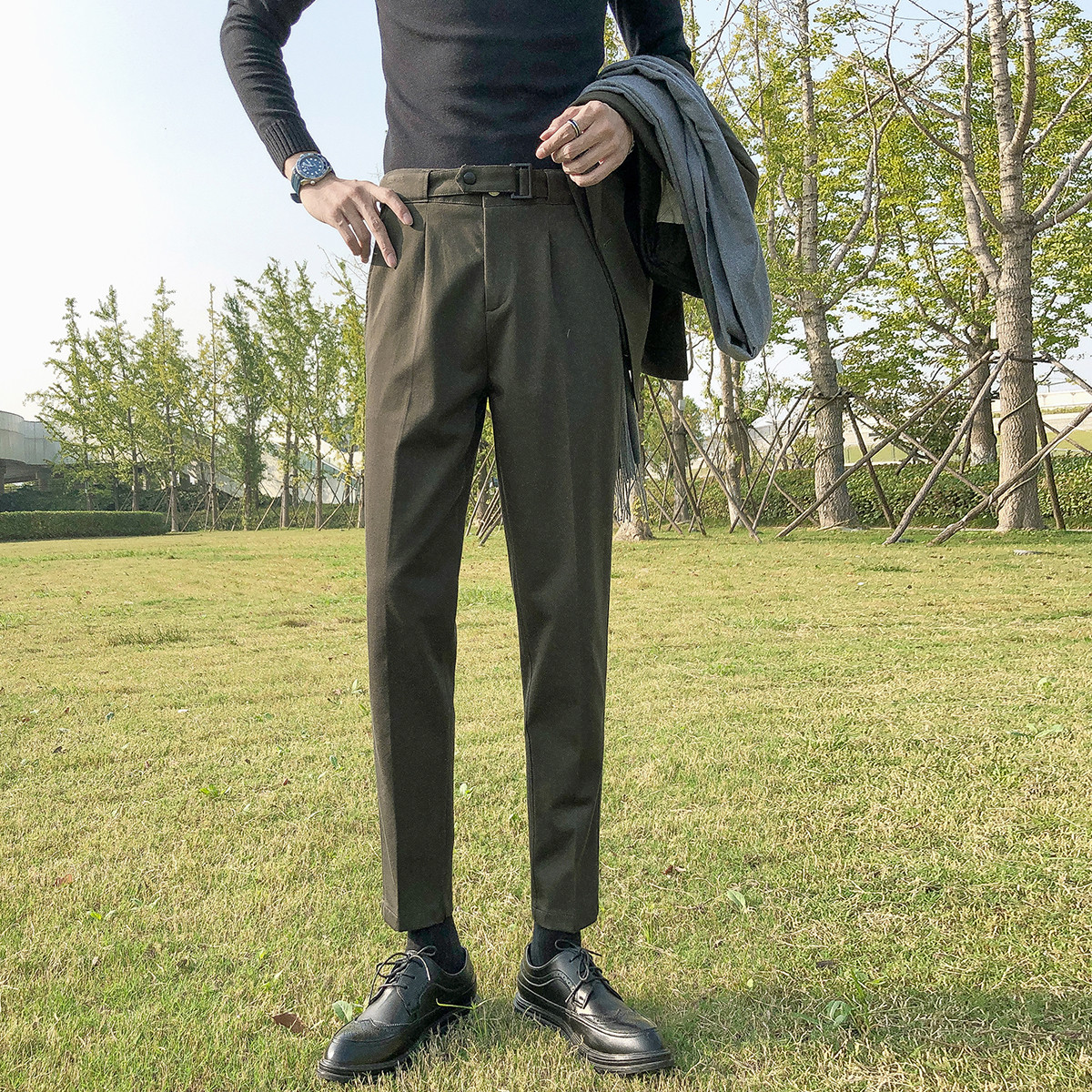 韩版西裤男小脚修身英伦黑色裤子男士正装青年潮流坠感休闲西装裤在类目 男装, 西裤中 - 来自Buy2taobao.com提供专业的淘宝代购服务