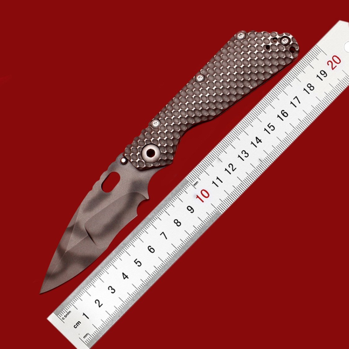 美国挺进者strider手工mscsmf签名钛合金弹坑手柄其他户外刀具