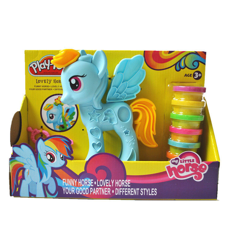 独角兽彩泥玩具小马玩具宝莉益智橡皮泥上色 超轻粘土玩具套装