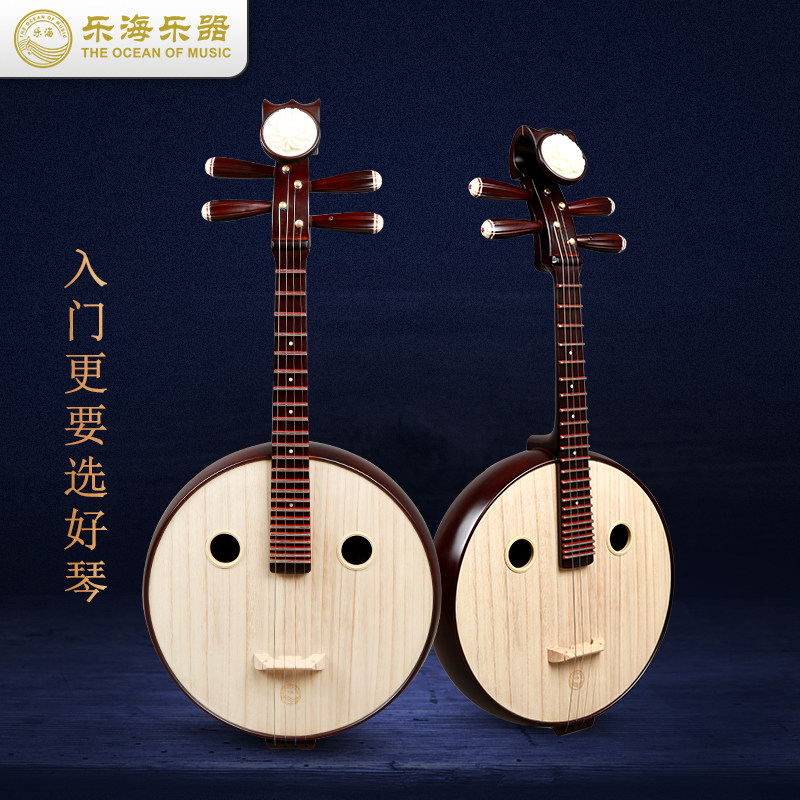 乐海中阮乐器初学者花开富贵头饰山榆木钢品专业中阮琴qr112