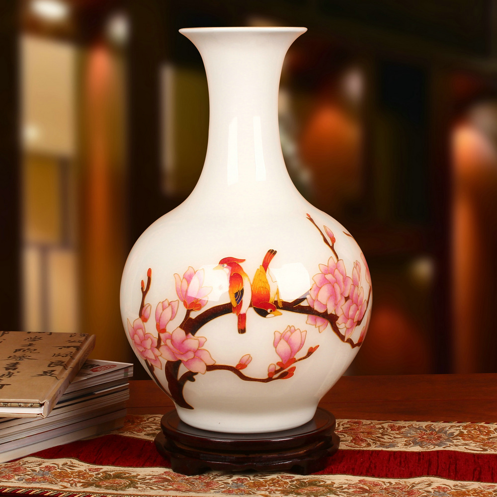 景德镇陶瓷器 金丝麦秆喜上眉梢赏花