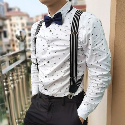 绅士侧背西裤背带吊裤带英伦枪套式男式两夹吊带侧夹款司机背带潮