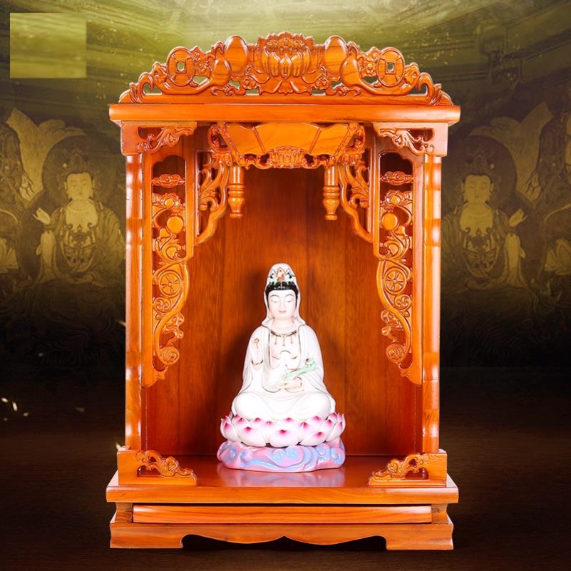 风水佛龛供台家用神台墙壁挂式实木菩萨关公财神牌位架子吊柜神龛