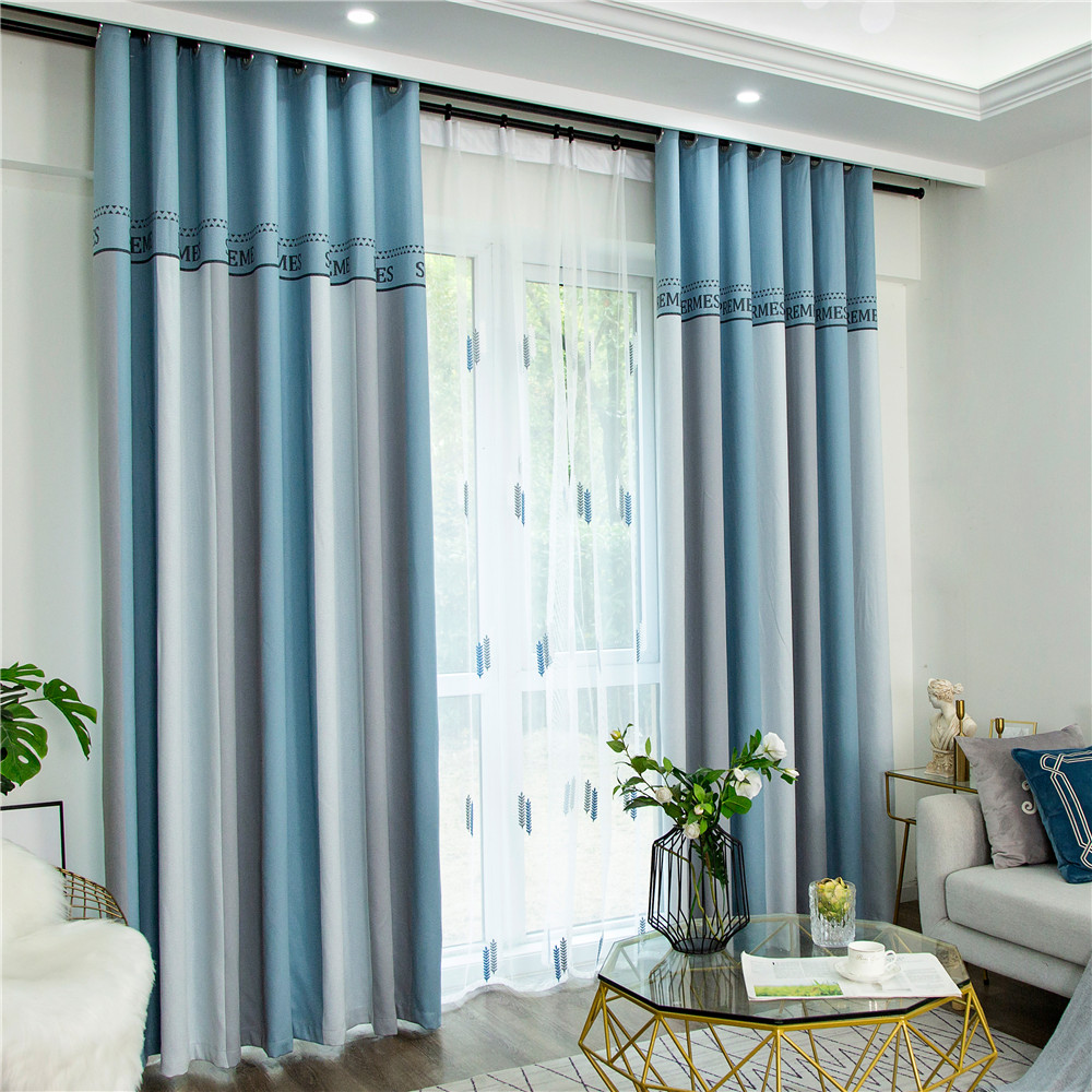 色织麻棉提花窗帘布全遮光北欧高档现代简约无缝拼接2020新款网红