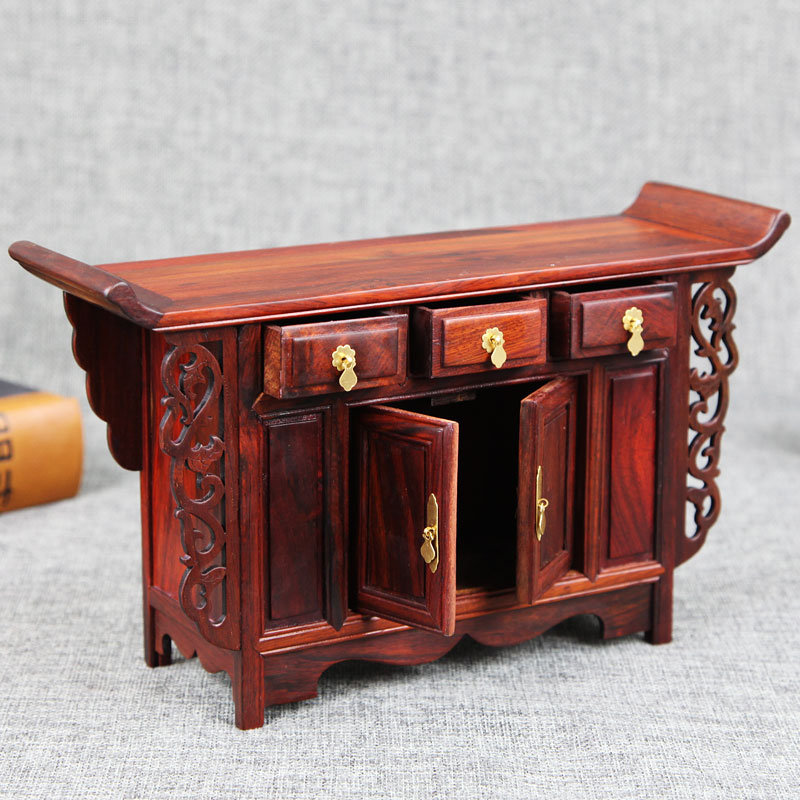 新品红木工艺品木雕摆件微型家具翘头柜明清微缩小家具仿古模型柜