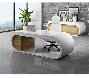 创意弧形书桌办公家具新款老板桌大班桌弧形班台烤漆创意简约办公