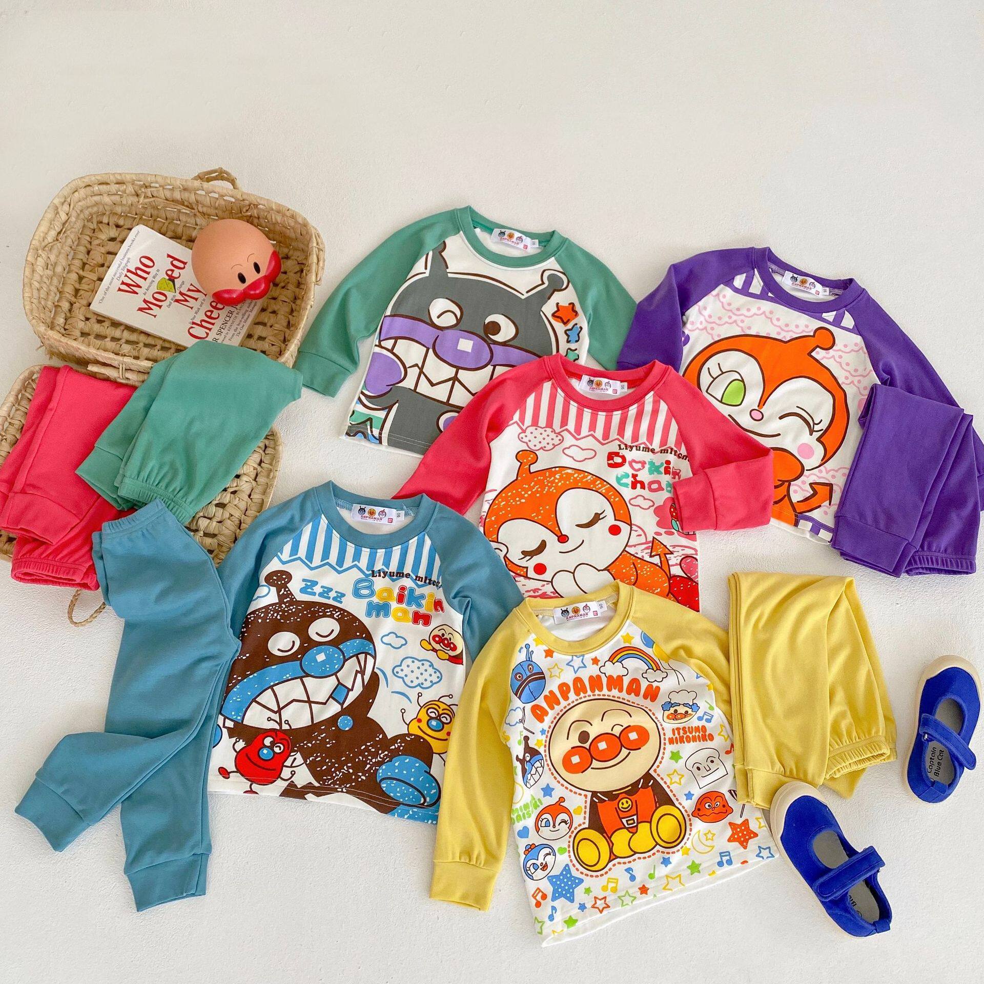 春秋面包超人童装男童女童家居服套装卡通儿童宝宝长袖睡衣两件套