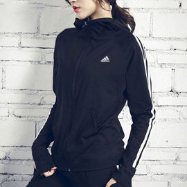 adidas阿迪达斯外套女装2019秋季新款运动服休闲连帽防风跑步夹克