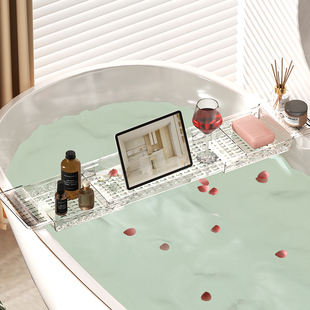 浴缸上的置物架可伸缩泡澡亚克力架子轻奢可伸缩圆形高级加厚