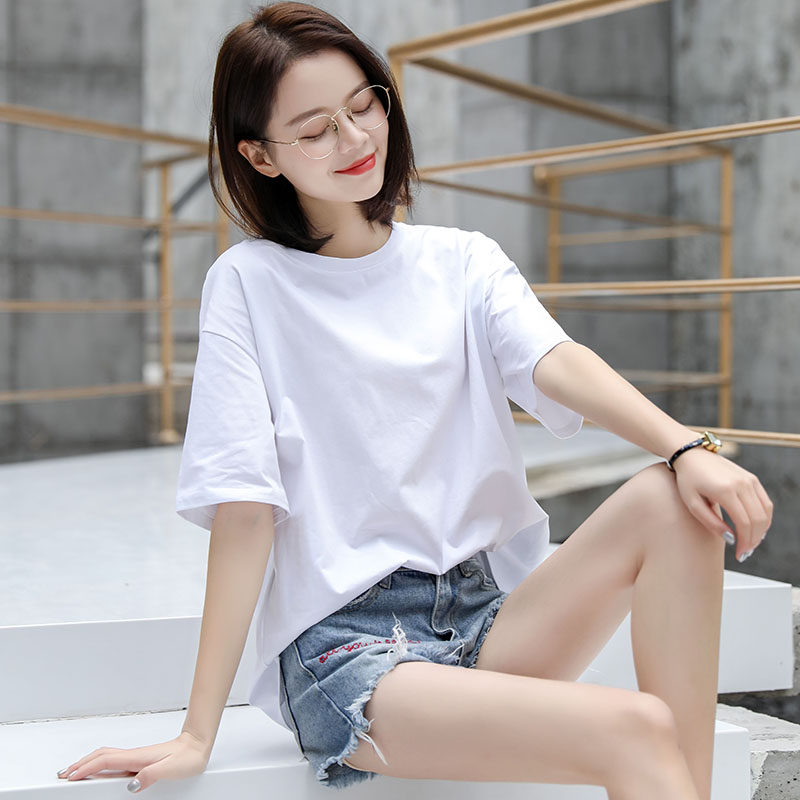 包邮 韩版学生内搭短袖t恤女春夏2020宽松圆领纯棉打底衫百搭短款上衣