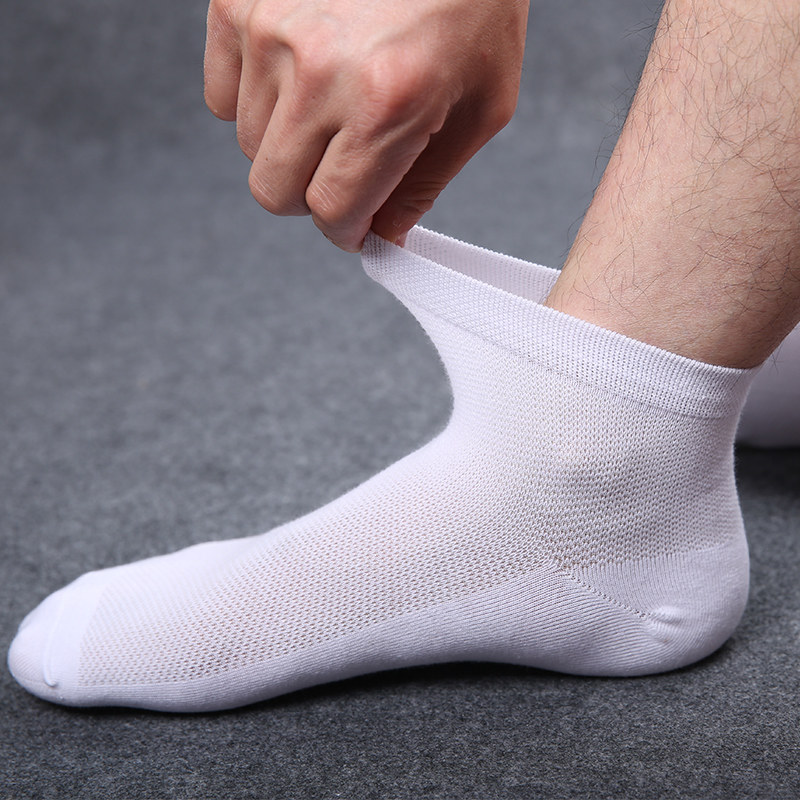 男袜子夏薄款纯棉短袜男士短筒低帮网眼透气吸汗防臭夏季男袜船袜