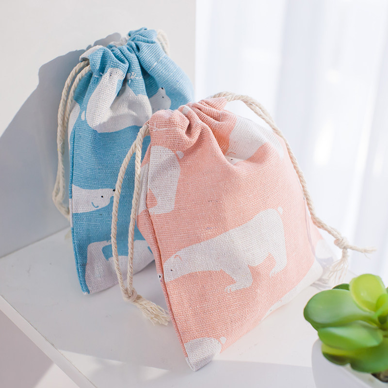 小清新创意便携旅行收纳袋整理袋衣服打包袋棉布抽绳零钱收纳袋_不