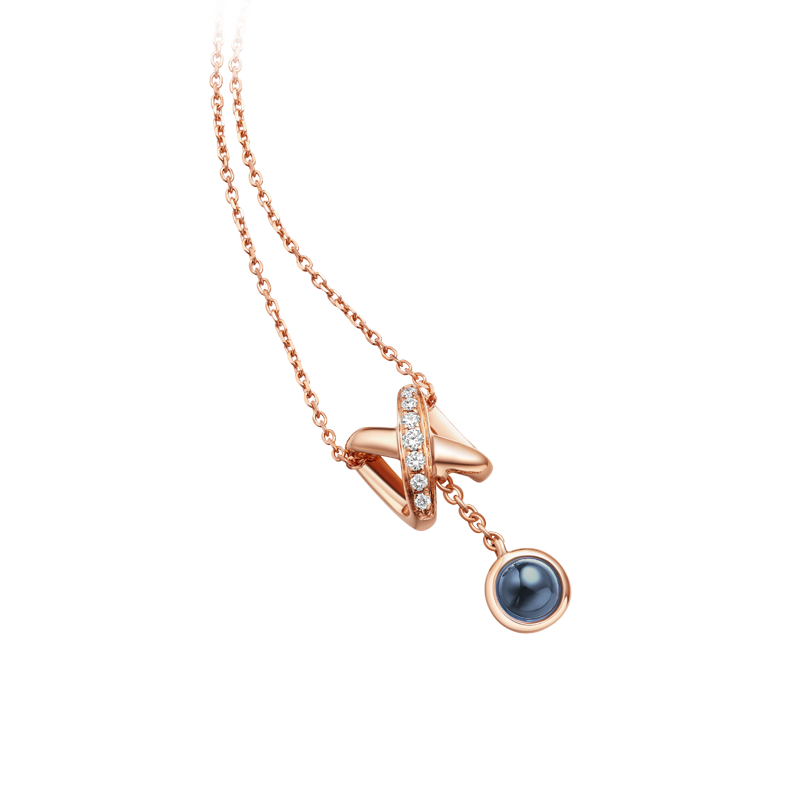 cc卡美珠宝结系列托帕石钻石宝石项坠项链cc誓言链款表白款