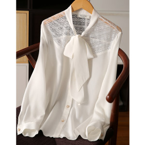 白色飘带衬衫女真丝图片