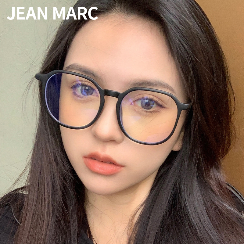 jeanmarc黑框眼镜女近视防蓝光素颜圆脸大框网红款韩系黑色眼镜框