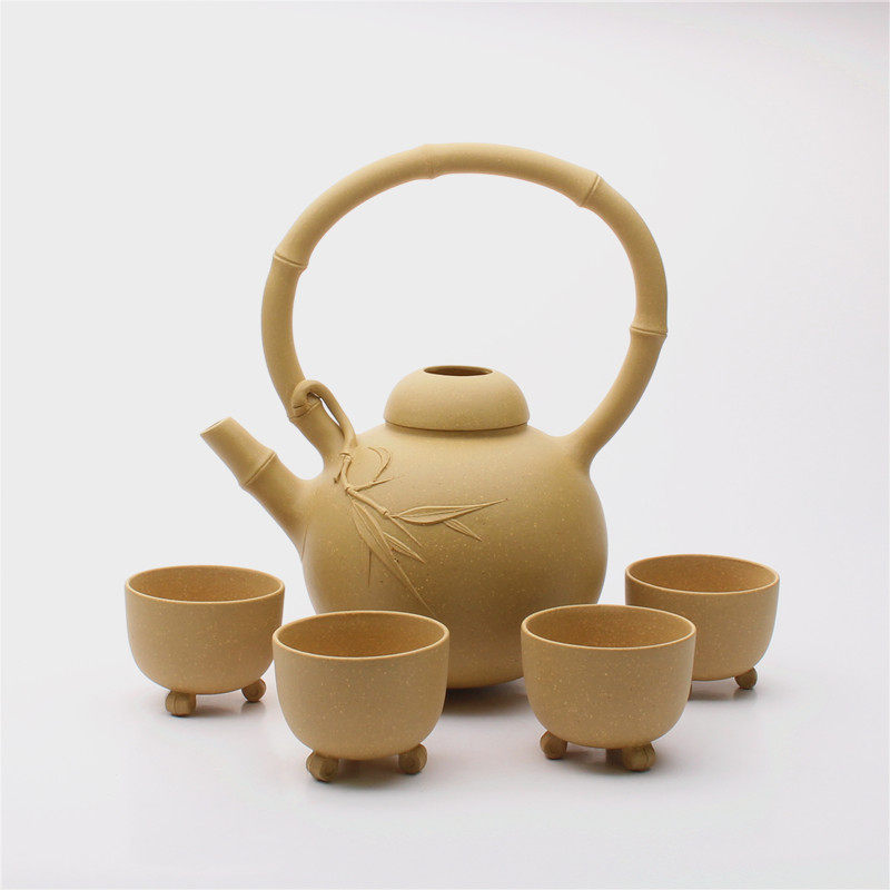 紫砂名家吕建华《瓜韵提梁》精品套壶