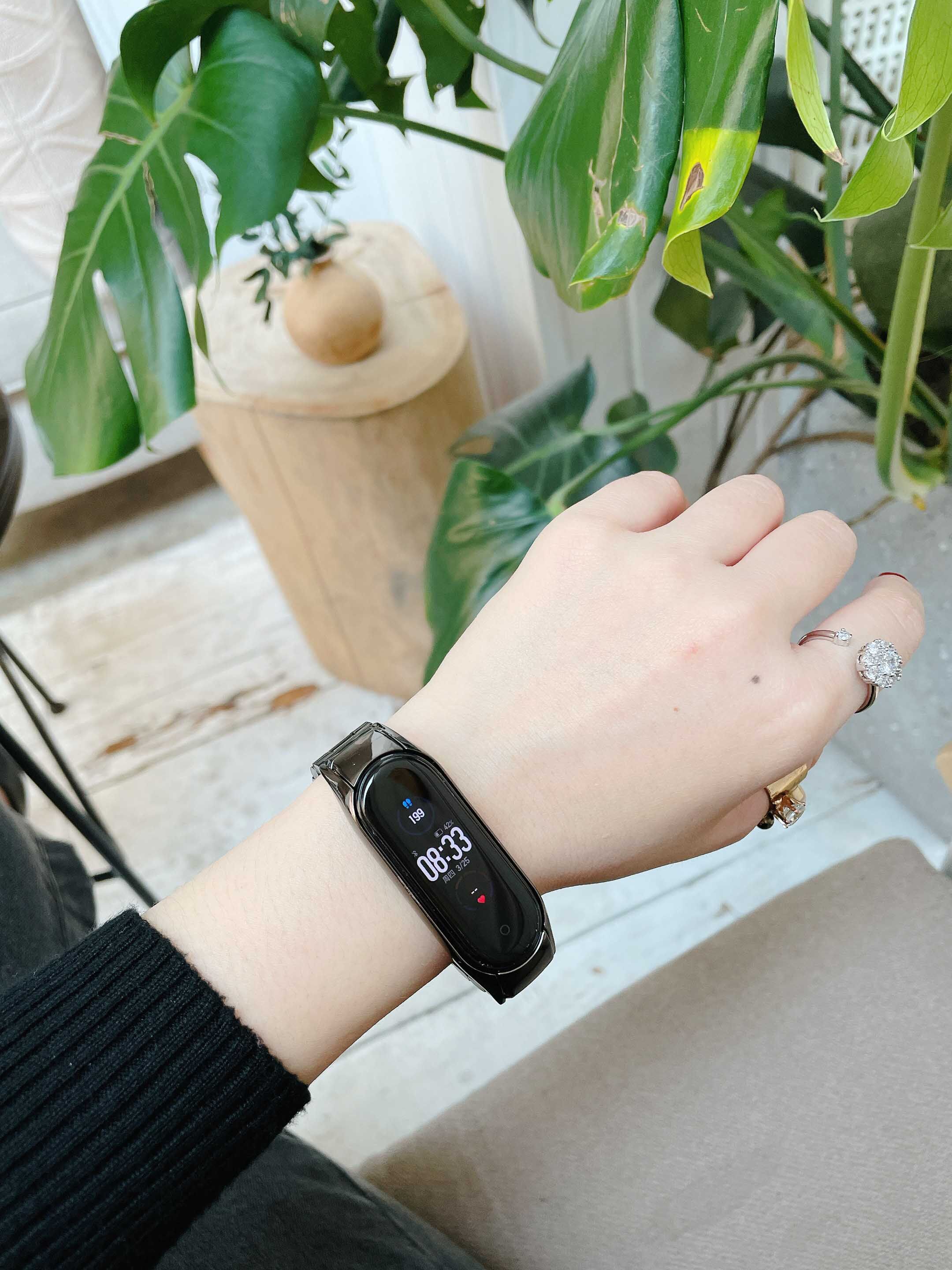 适用小米手环45代表带金属不锈钢腕带3nfc智能运动三四五代6替换