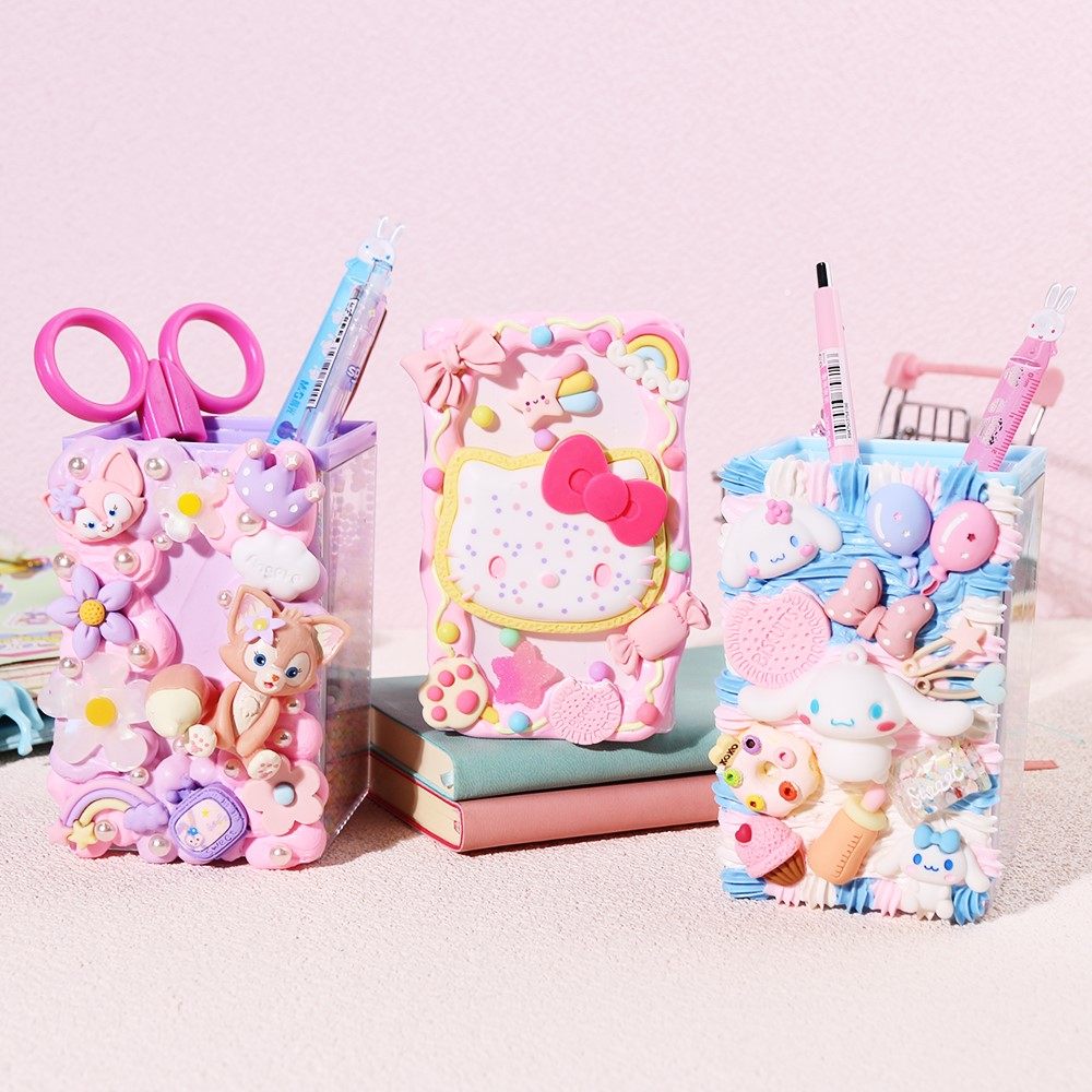 笔筒奶油胶diy材料包手工制作卡通笔筒学生桌面创意女ins可爱摆件