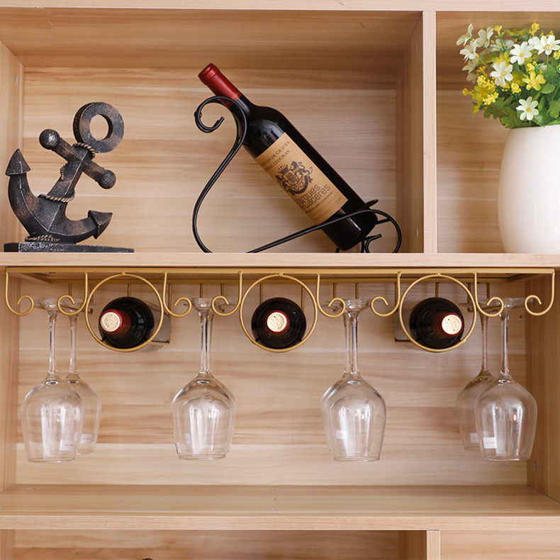 北欧创意葡萄酒杯架倒挂红酒架悬挂家用橱柜杯架吧台高脚杯吊架子