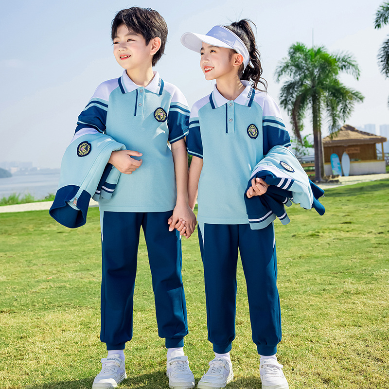 小学生班服夏季毕业照装校服套装三件套班服儿童幼儿园园服英伦风