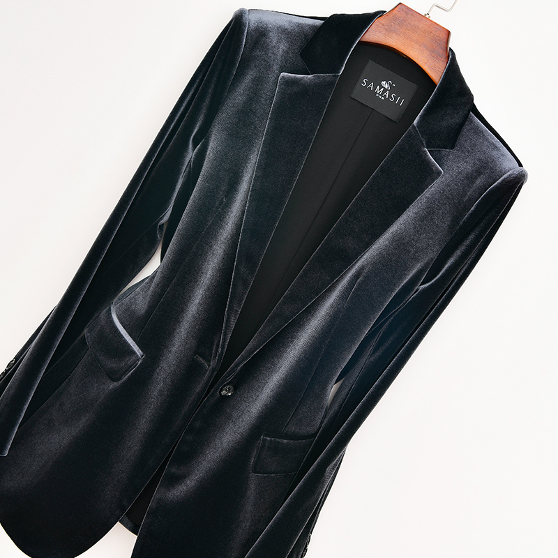 金丝绒西装外套