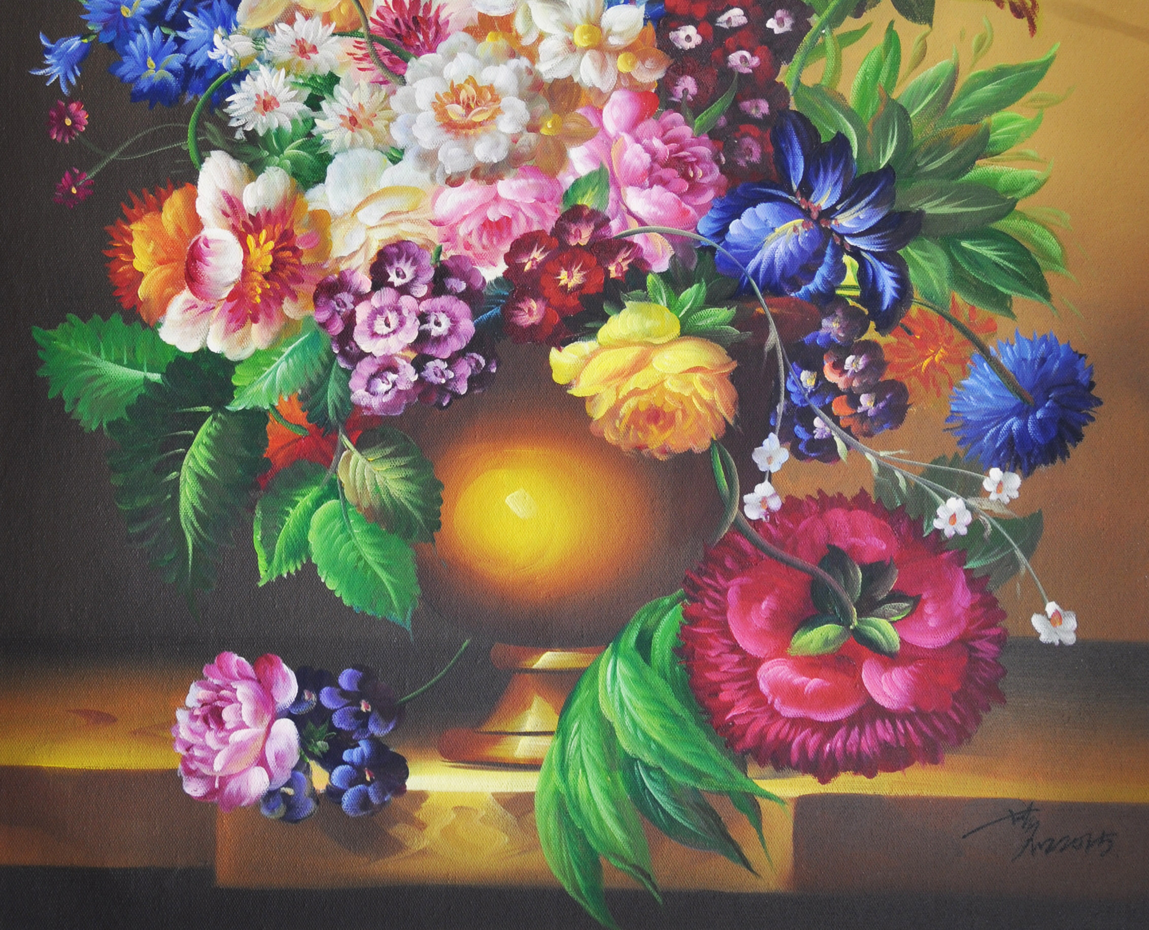 陈一茗《花卉》布面油彩