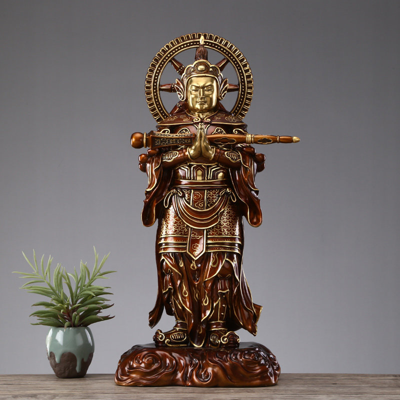 熙曼蒂纯铜韦陀菩萨工艺品客厅供奉风水韦驮神像铜摆件