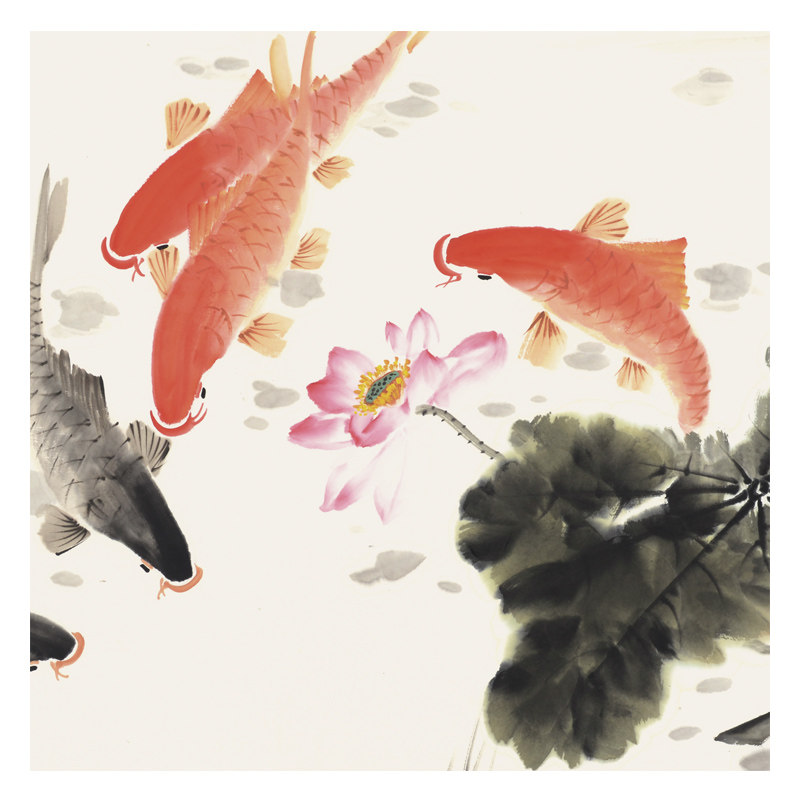 徐然1.8米《连年有余》有画家与作品合影