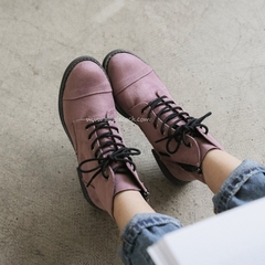 韩国代购秋季新款粗跟马丁靴女英伦风低跟短靴学生系带骑士靴女靴