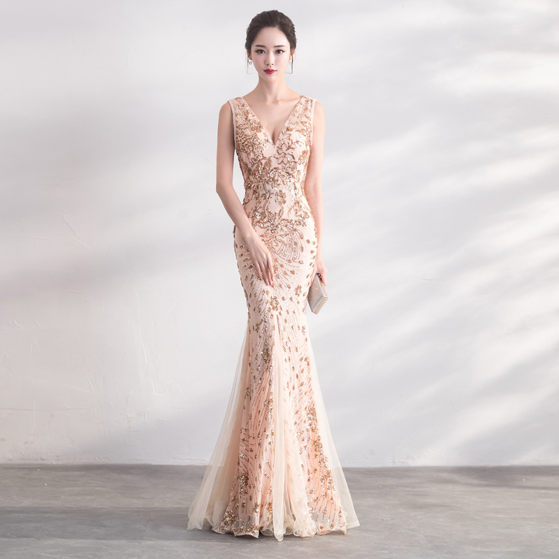 sexy fish tail banquet Evening dress 2019 new pattern have more cash than can be accounted for Self cultivation Show thin princess Self cultivation Long dress Gold dressin the Women's clothing/Boutique , Wedding/Cheongsam/Formal dress , Wedding category - from Buy2taobao.com to provide professional Taobao agent buy service