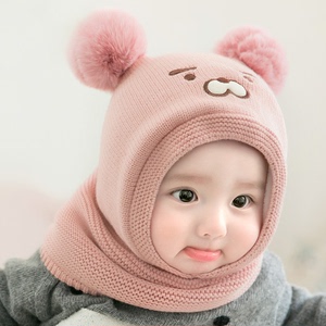 婴儿帽子男宝宝帽子婴幼儿毛线帽女童针织帽可爱保暖时尚毛绒冬帽