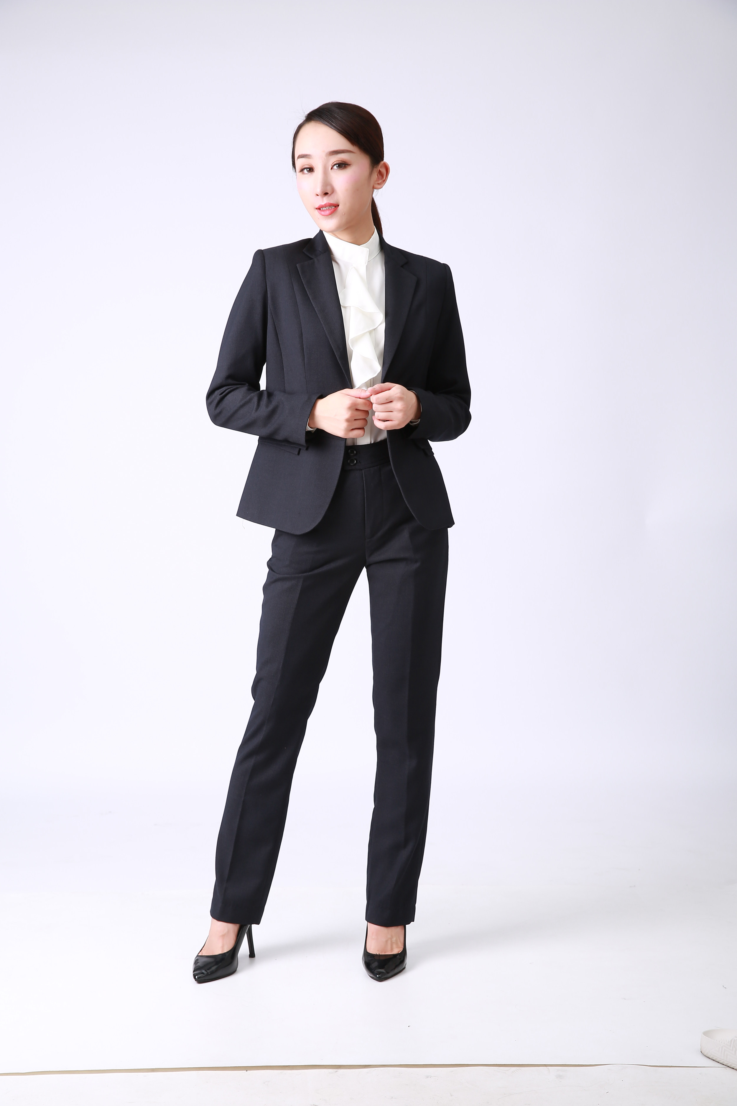 特价大码女装套装修身_2019新款平安银行女西装工作服外套职业女装大