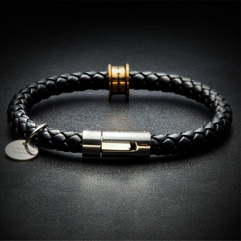 黄金手链女黑刺青硬金足金串珠男潮转运珠手绳守护情侣编织款手串