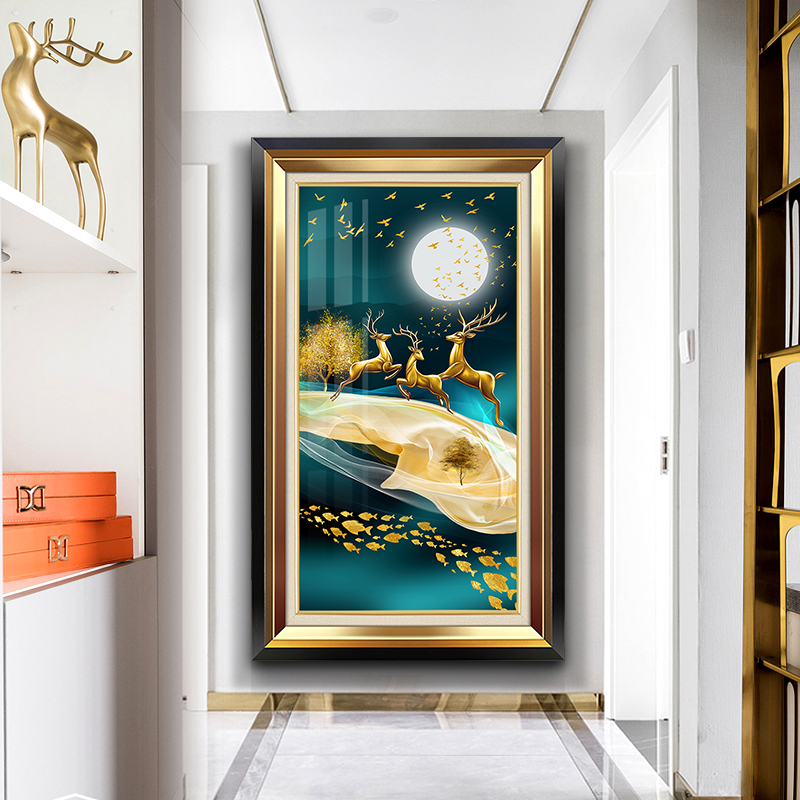 轻奢入户玄关门厅装饰画现代欧式客厅沙发背景墙挂画过道走廊壁画